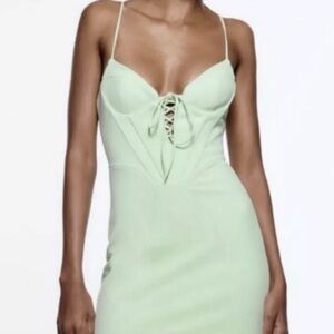 Zara mint green corset dress. NEVER WORN WITH TAGS